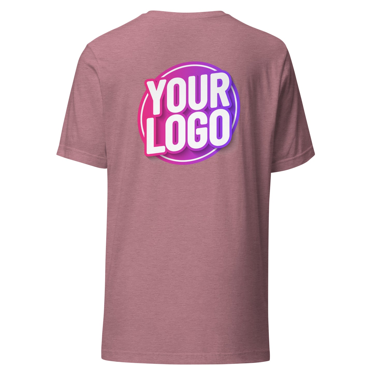 Unisex t-shirt - Heather Orchid with Custom Printed Back