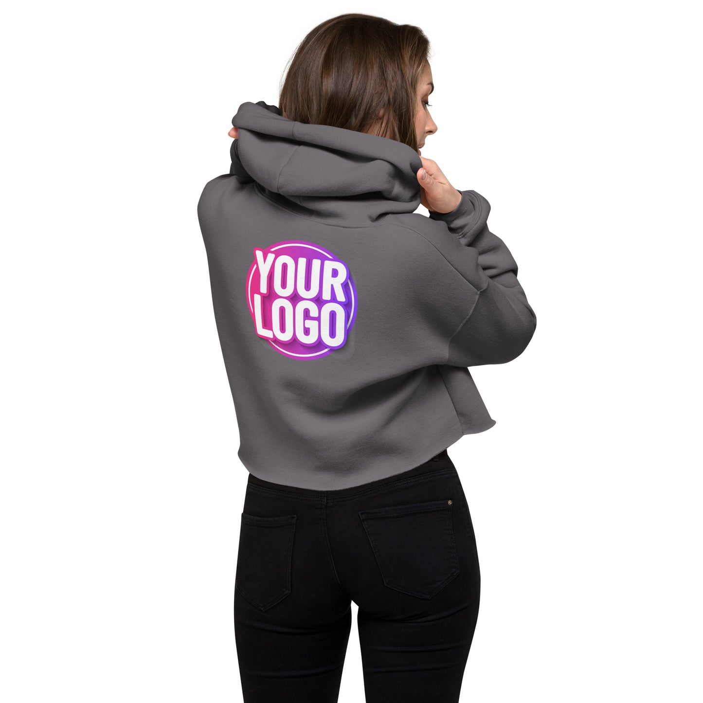 Crop Hoodie with Custom Printed Back